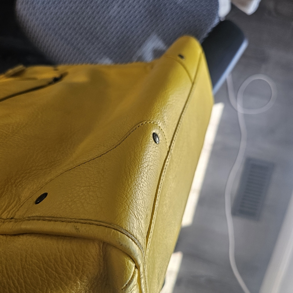 Coach Mickie Large Leather Grain Tote Bag, Yellow, F34039 - Picture 7 of 14